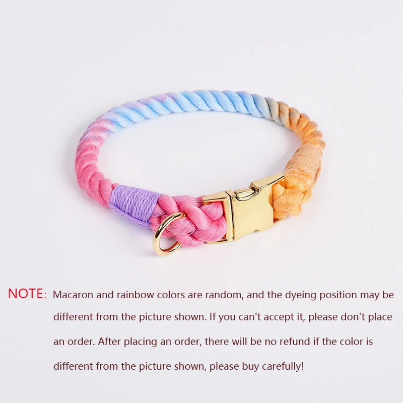 Rainbow Dog Collar Pet Puppy Walking Training Dog Collar with Metal Buckle for Large Medium Small Strap Belt Cotton Dogs Collar