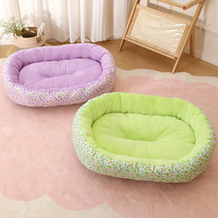 All Seasons Soft Medium Dog Bed House Flower Cute Small Cat Sofa Bed Comfortable Elastic Medium Cat Nest Kennel Accessories
