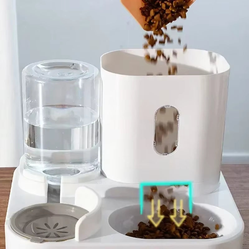 Automatic 2-in-1 Pet Feeder and Water Dispenser for Dogs and Cats - Large Capacity Food Bowl and Accessory for Puppies and Kittens
