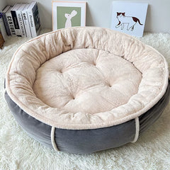 Corduroy Dog Bed Warmth Short Plush Pet round Beds Soft PP Cotton Filling Sofa for Small Medium Big Dog Pets Dogs Accessories