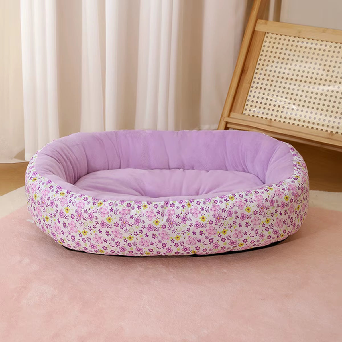 Royal Orchid purple floral pet sleeping pad for small dogs and cats