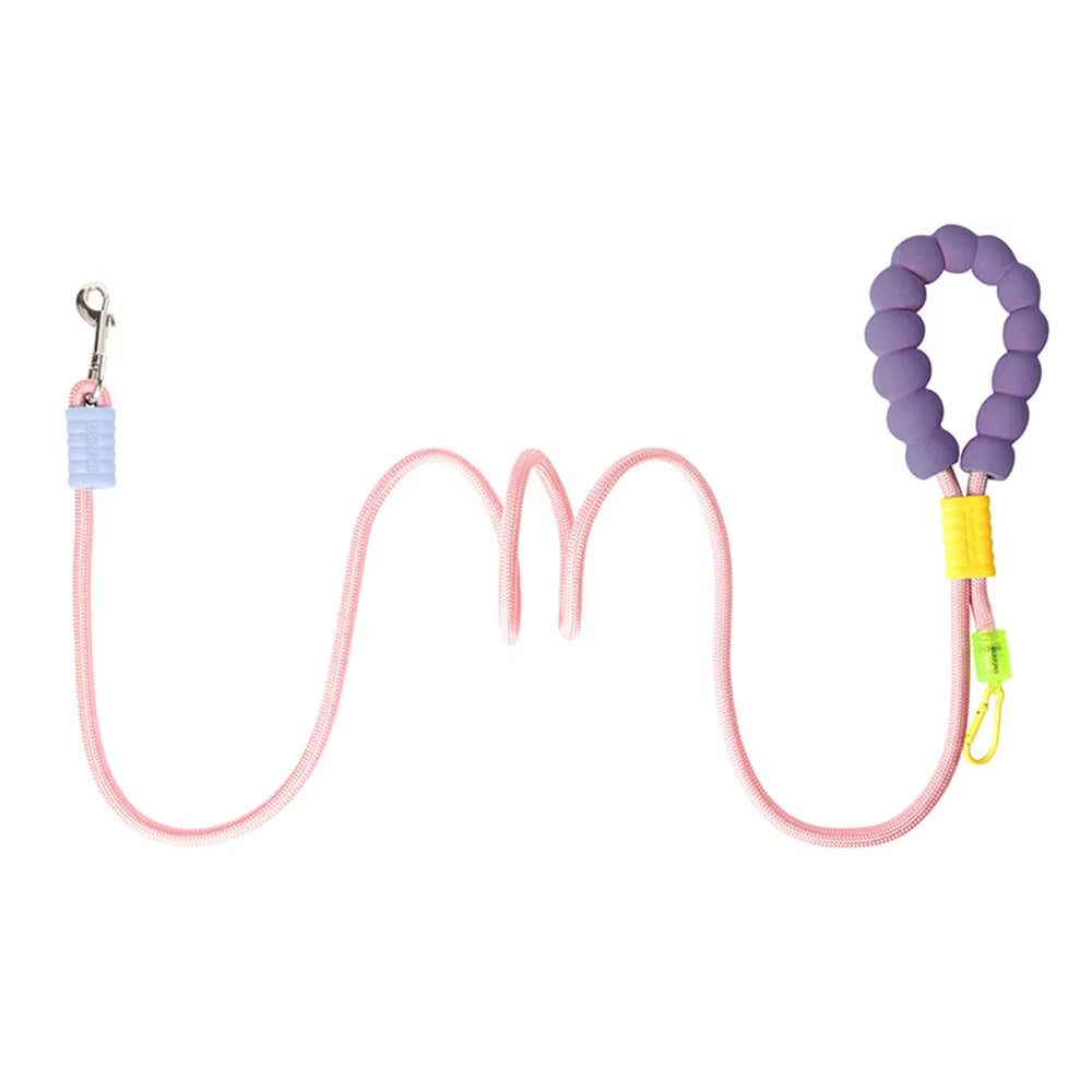 Pink heavy-duty nylon dog leash with cloud foam handle – 1.85m adjustable lead for walking, jogging and training