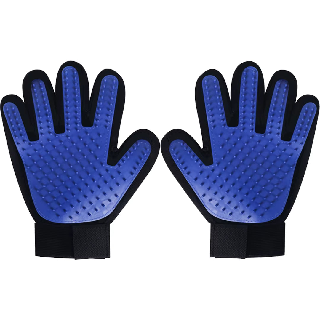 Ocean Sapphire blue silicone pet grooming glove for cats and dogs showing the massage tips.