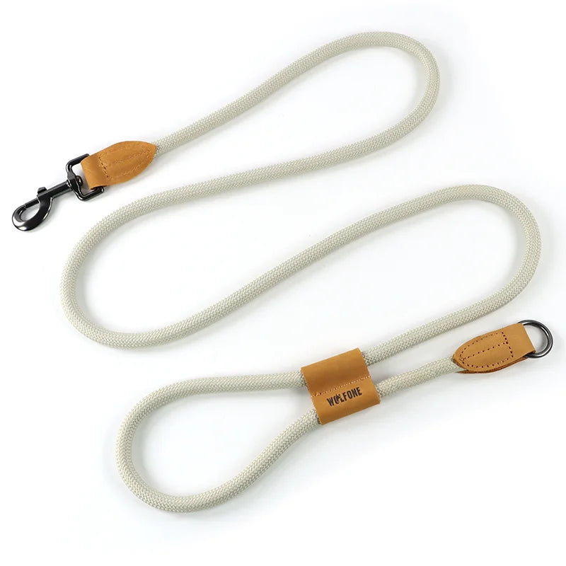 An adjustable arctic slate grey hands-free running dog leash set displaying the 1.8-meter polyester blend lead attached to a matching secure waist chain belt.