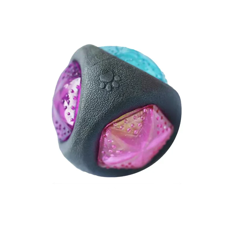 An interactive midnight stealth eclipse black light-up bouncy dog ball measuring 7.5cm, displaying its bite-resistant raw TPR material shell built for nighttime fetch.