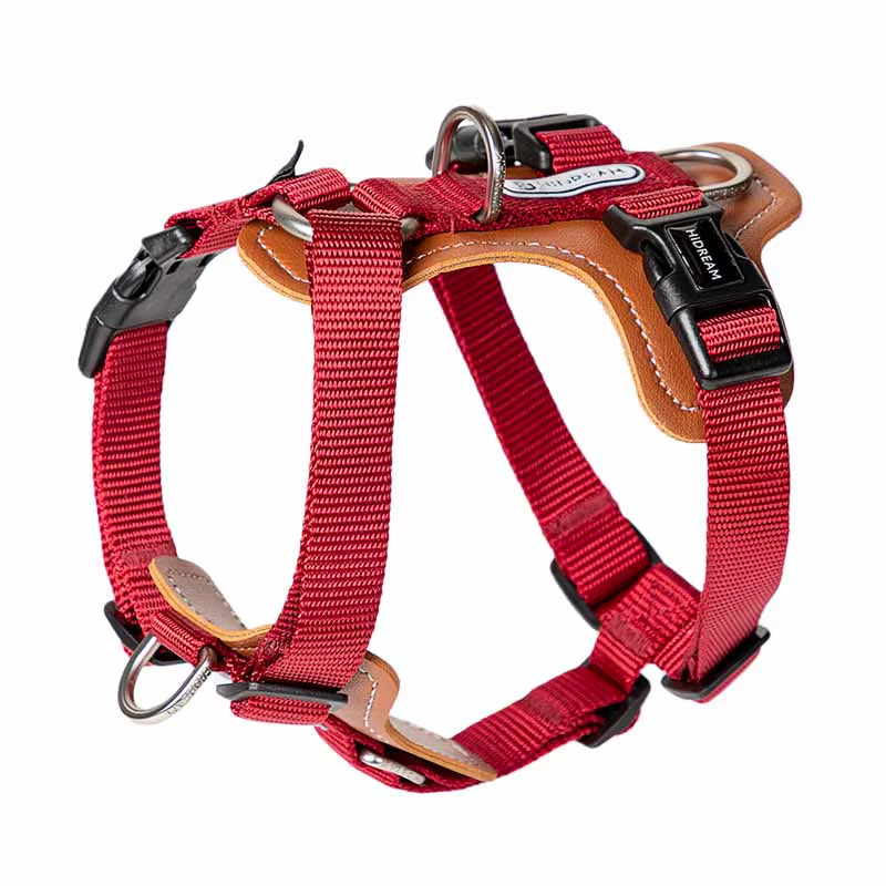 No Pull Dog Harness Adjustable Leather Pet Vest for Easy Walking 