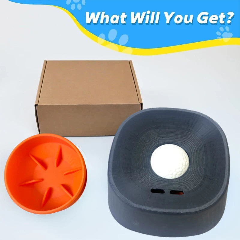 Close up showing the 3/4 cup reservoir and the rotating ball mechanism for controlled feeding.