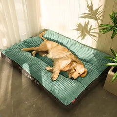 Sage Forest green thickened winter pet sleep mat showing the plush thermal cloth texture.