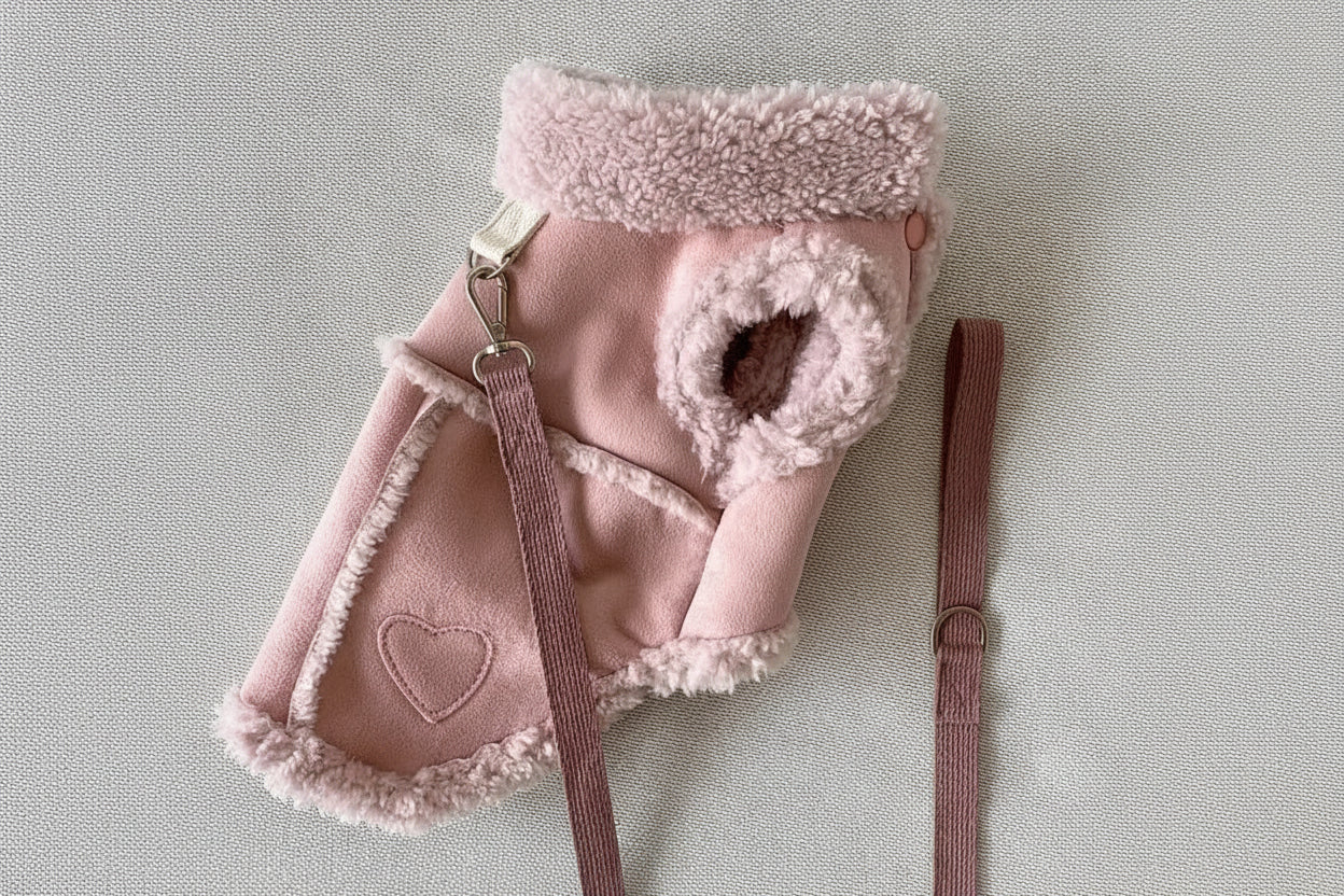 Blossom Sorbet pink luxury quilted pet coat for autumn and winter warmth