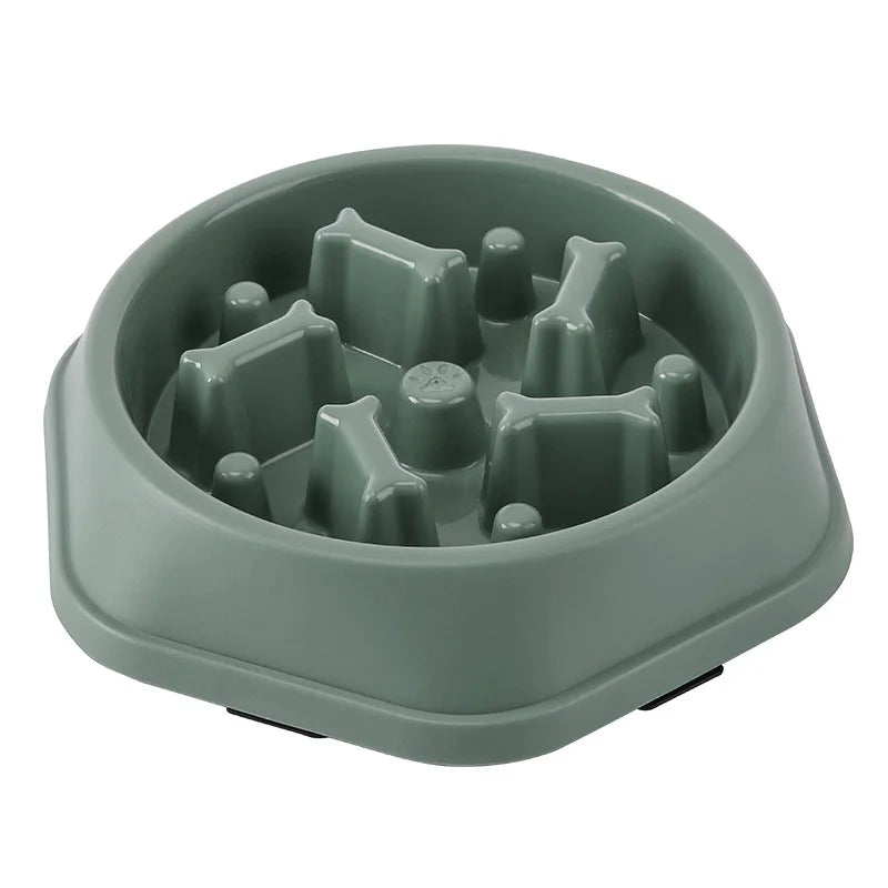 Forest Fern green bone-maze slow feeder bowl showing the ergonomic puzzle ridges.