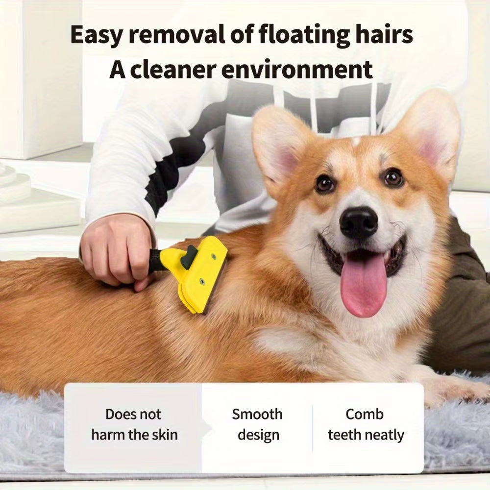 Professional grooming with Pawzation deshedding tool removing loose fur from a dog