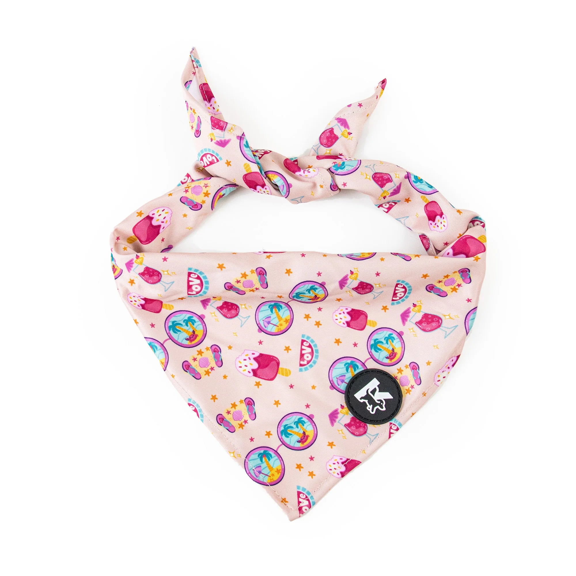 Pawzation Pink Tropical Beach Dog Bandana Breathable Pet Saliva Towel