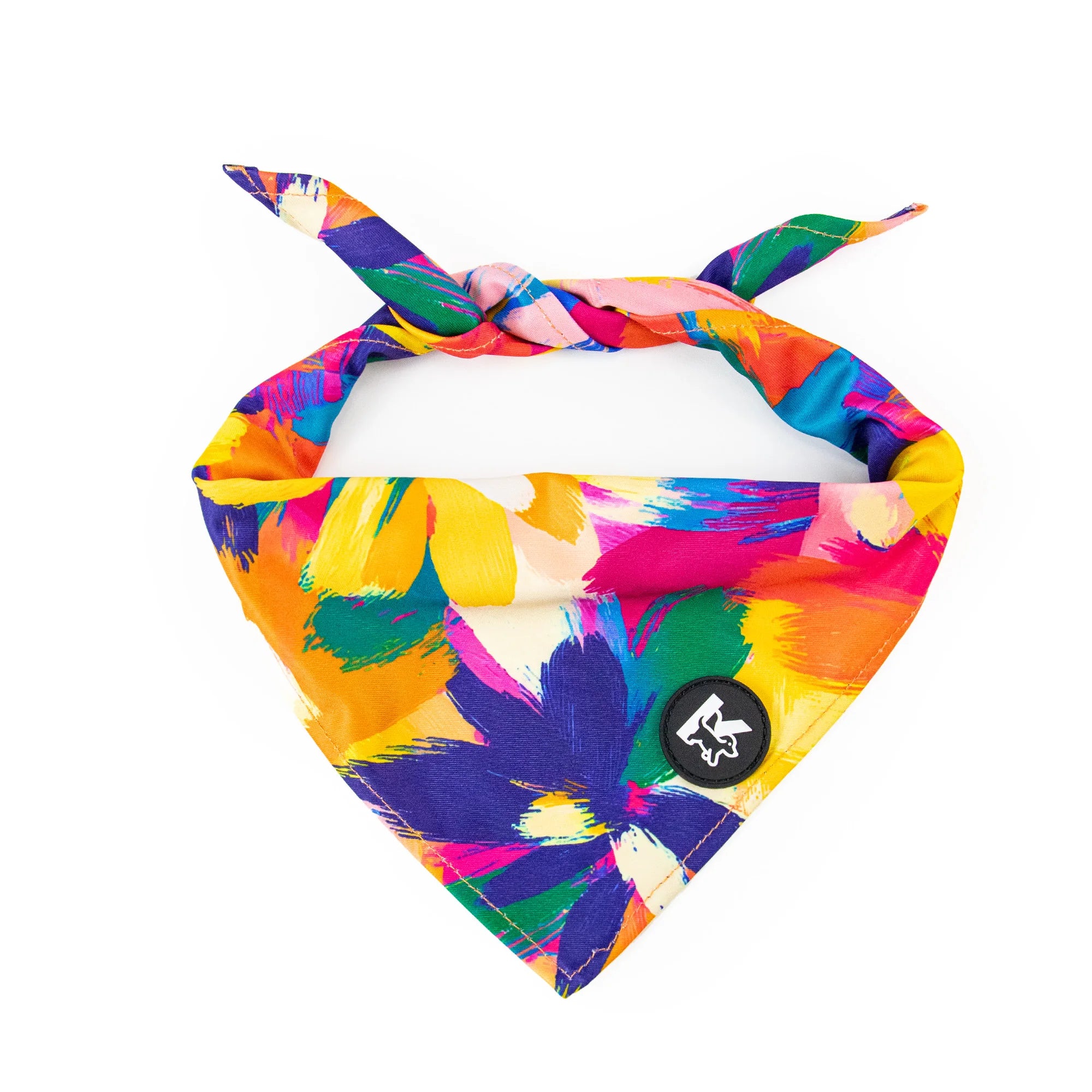 Pawzation Vibrant Abstract Floral Dog Bandana for Stylish Pet Outings