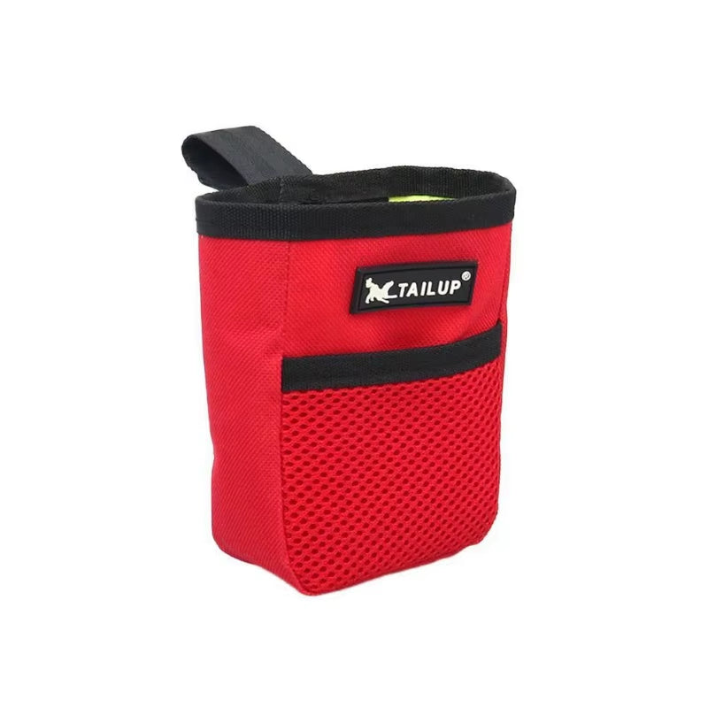 A heavy-duty navy blue linen pet training snack bag featuring a large capacity and durable waist attachment for outdoor pet rewards.