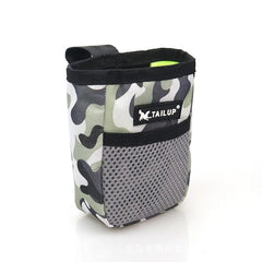 A heavy-duty navy blue linen pet training snack bag featuring a large capacity and durable waist attachment for outdoor pet rewards.