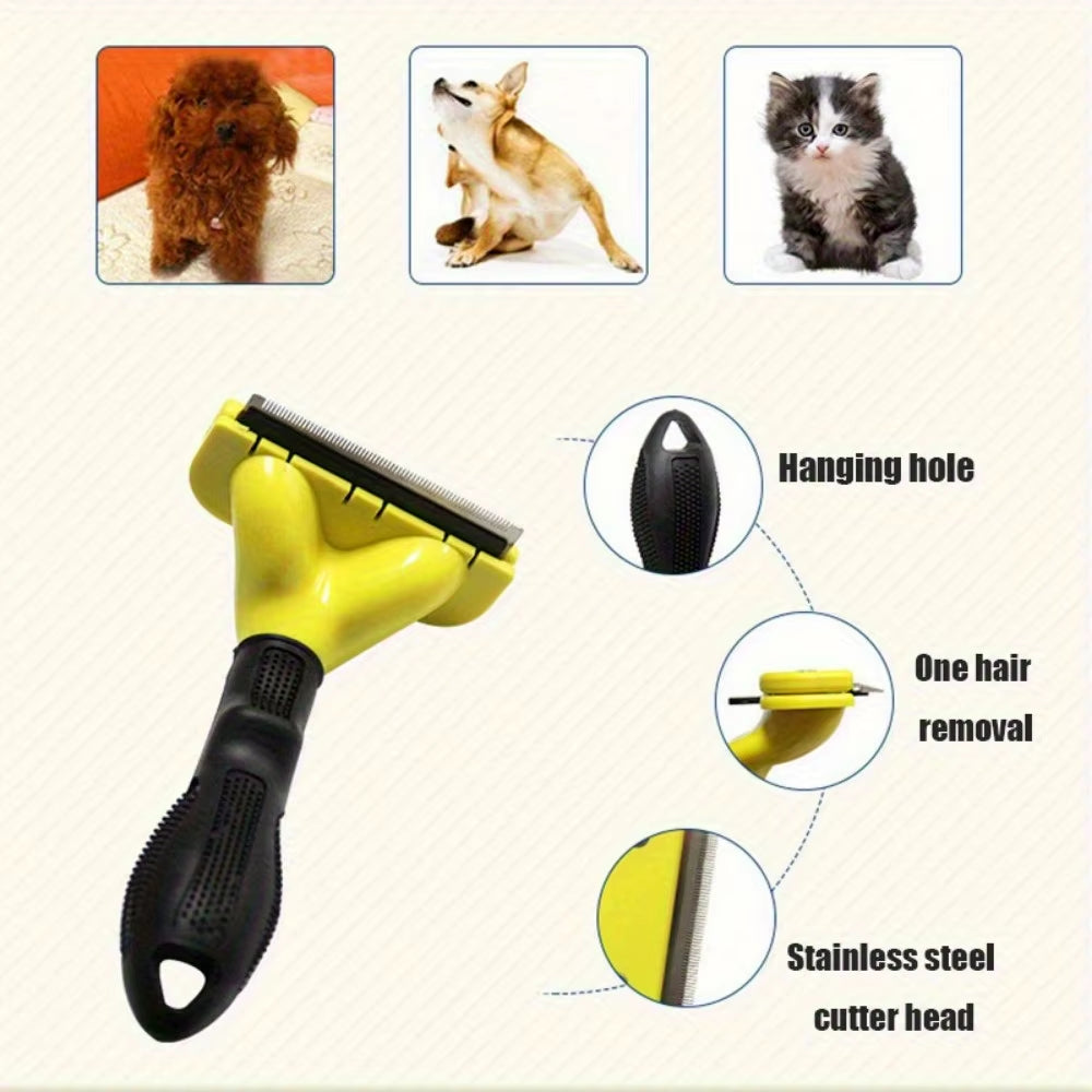 Close up of Pawzation pet brush ergonomic handle for comfortable grooming