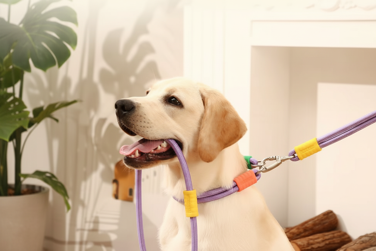 Heavy-duty metal carabiner clip for secure dog collar attachment