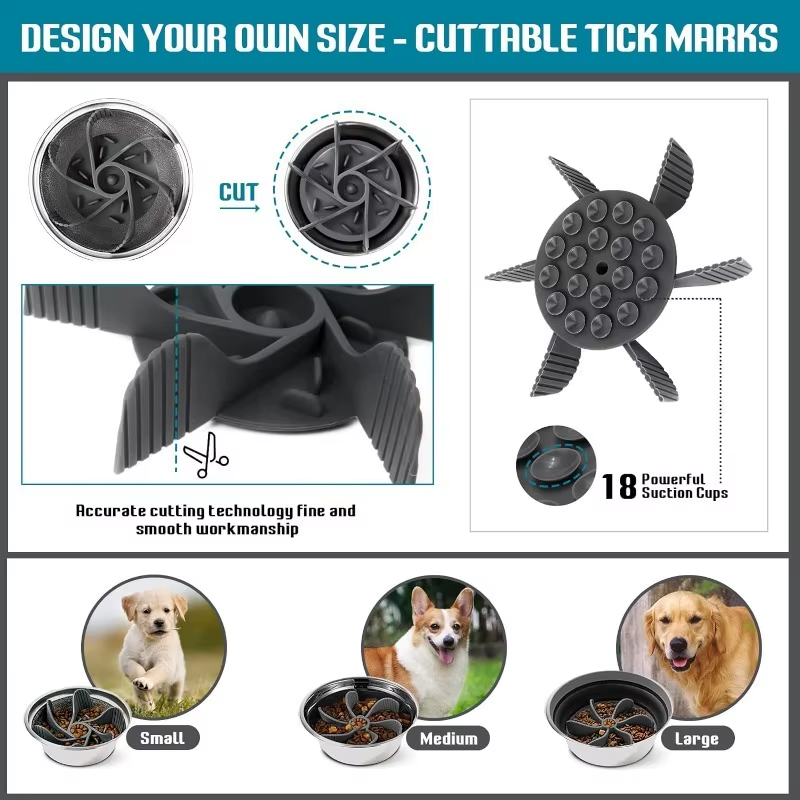 Powerful octopus suction cups on the base of the Pawzation slow feeder insert
