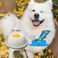 Applying wet food to the Pawzation interactive pet enrichment toy