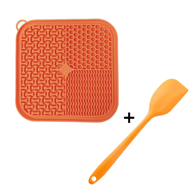Pawzation Silicone Licking Mat for Dog and Cat Anxiety Relief in Sunset Orange