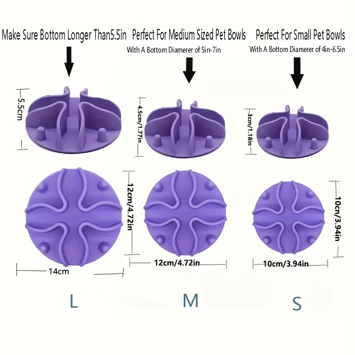 Small Medium and Large size comparison for Pawzation slow feeder inserts