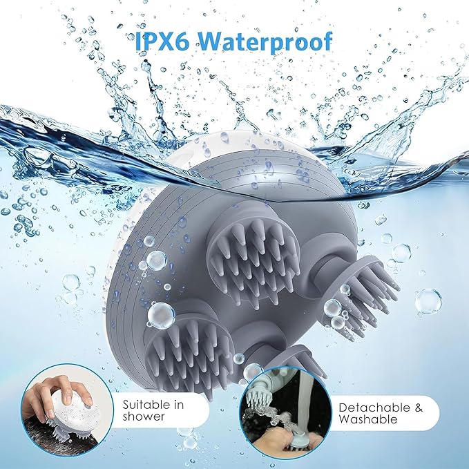 Waterproof electric pet massager being used during dog bath time