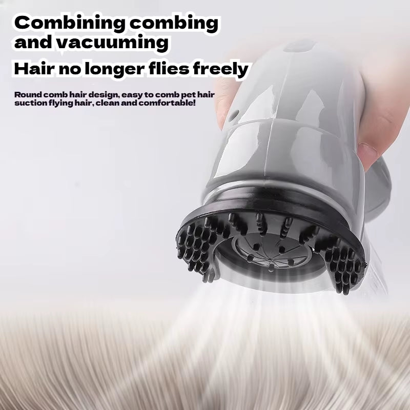 Close-up of the easy-to-empty transparent hair collection canister on the one-piece packed Pawzation portable pet vacuum detailing how fur is captured.