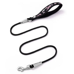Vibrant floral printed dog leash featuring high-visibility reflective stitching and a padded handle.