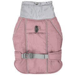 Blossom Frost pink thickened thermal pet coat for winter safety and warmth.