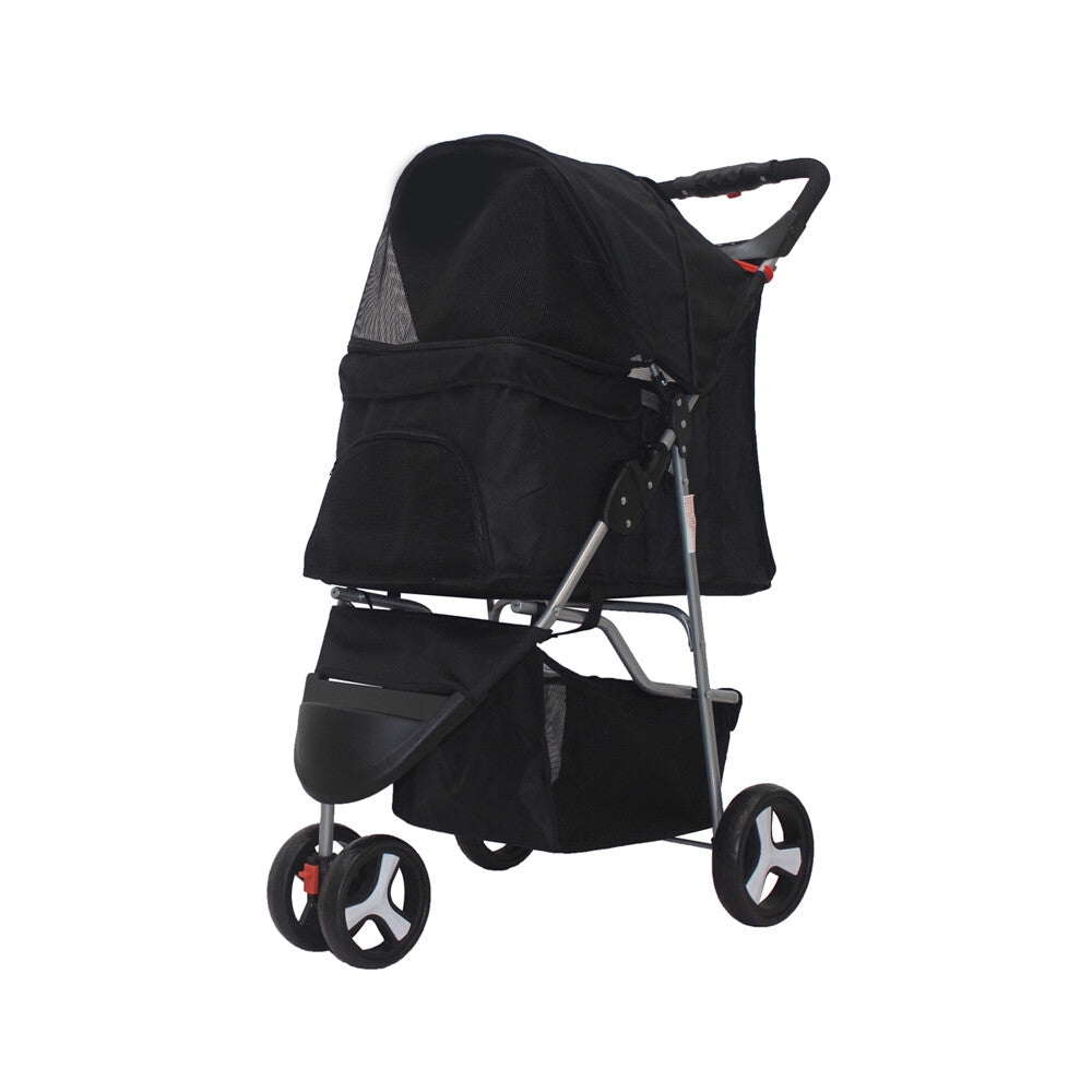 Foldable Pet Stroller Lightweight 3-Wheel Cat Dog Carrier Large Travel Friendly