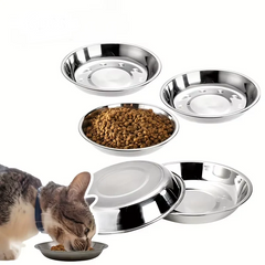 Slip-Resistant Stainless Steel Cat Bowl - Wide Low-Profile Kitten Dish