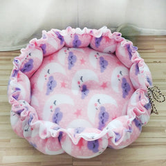 Roasted Cocoa brown fluffy pet sleeping basket with adjustable drawstring for kittens and small dogs.