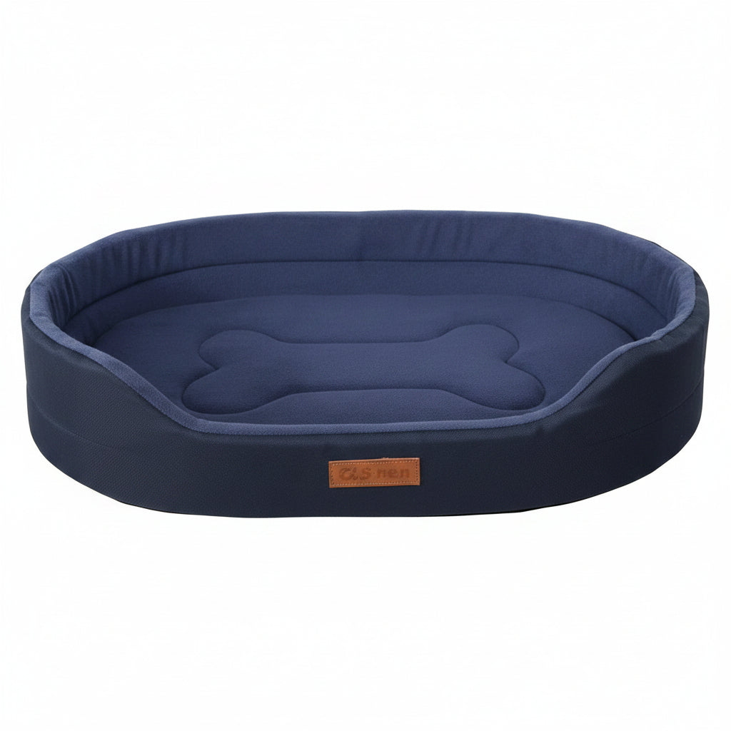 Deep Pacific blue moisture-wicking oval dog bed suitable for extra-large breeds.